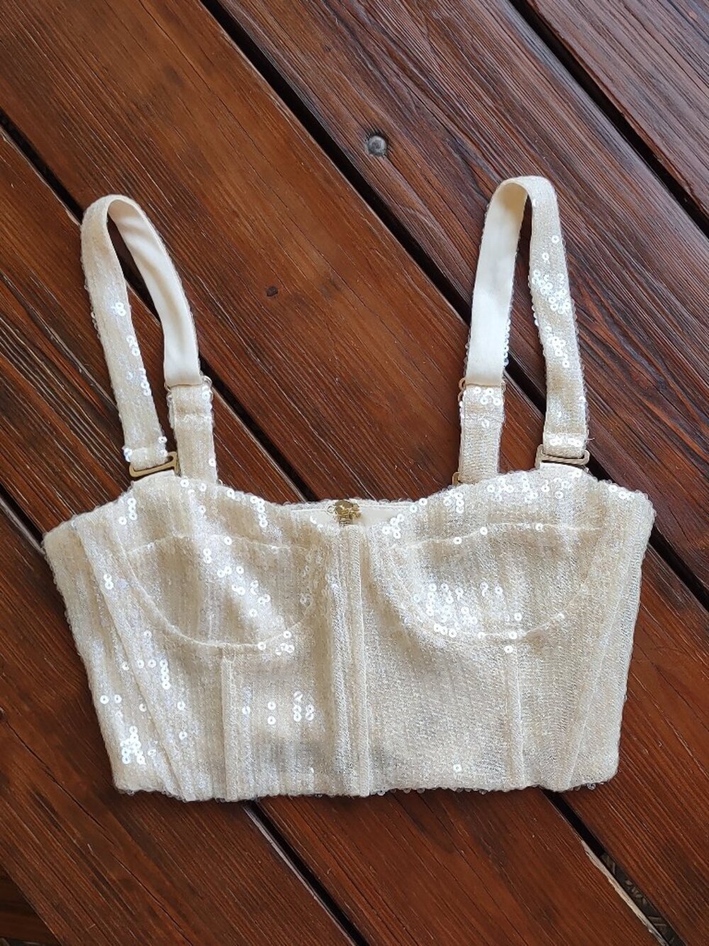 Forever 21 Sequin Bustier Cami Top Size Small Festival Party Sparkle Indie Glam - Picture 4 of 8